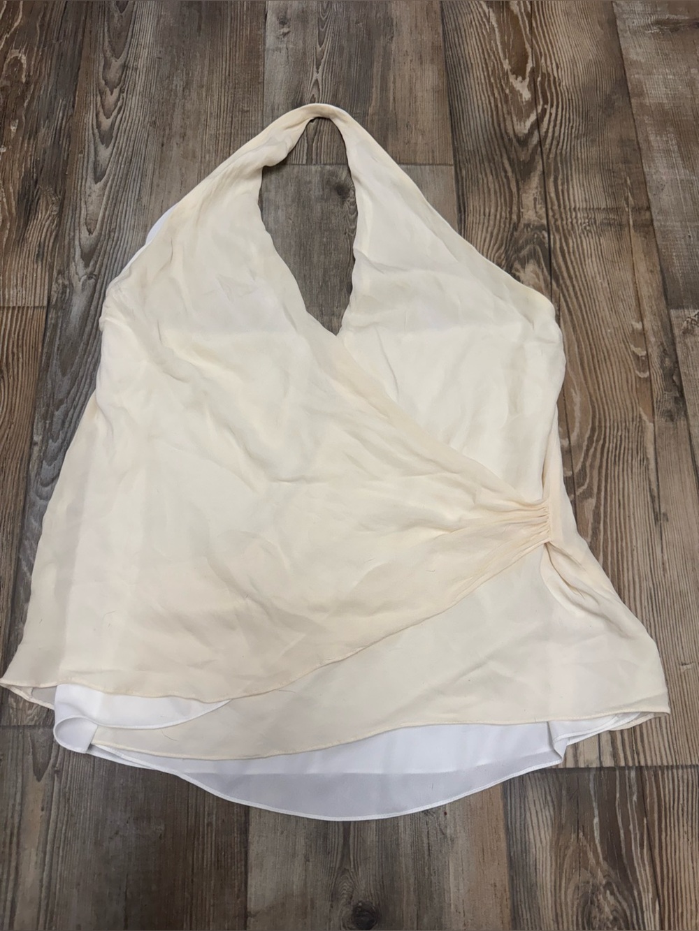 100% silk faux wrap halter top